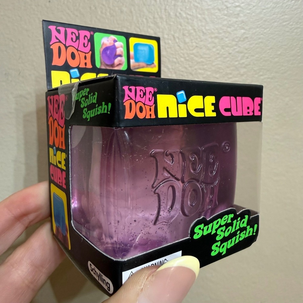NeeDoh Nice Cube Nee Doh Purple Squishy Fidget Toy Stress Sensory Squeezy NEW - Picture 2 of 5